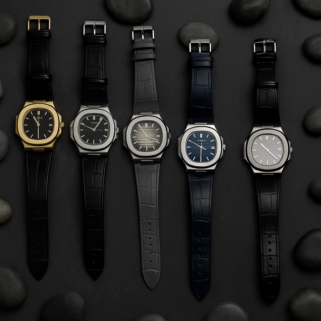 Universe Point Luxury Leather Strap Watch – Inspired by Patek Philippe Nautilus