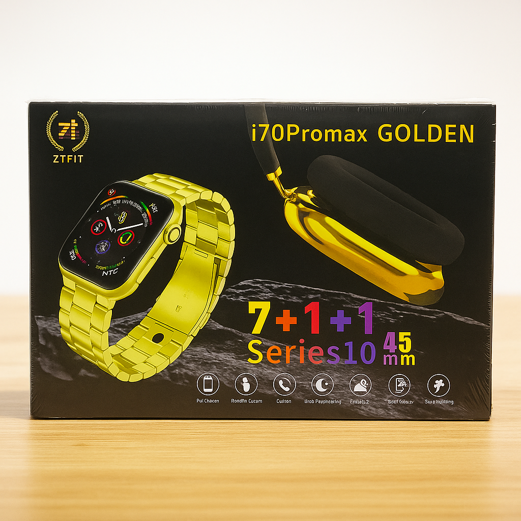 ZTFIT i70Promax GOLDEN – 7 Straps Smartwatch + Wireless headphone Combo
